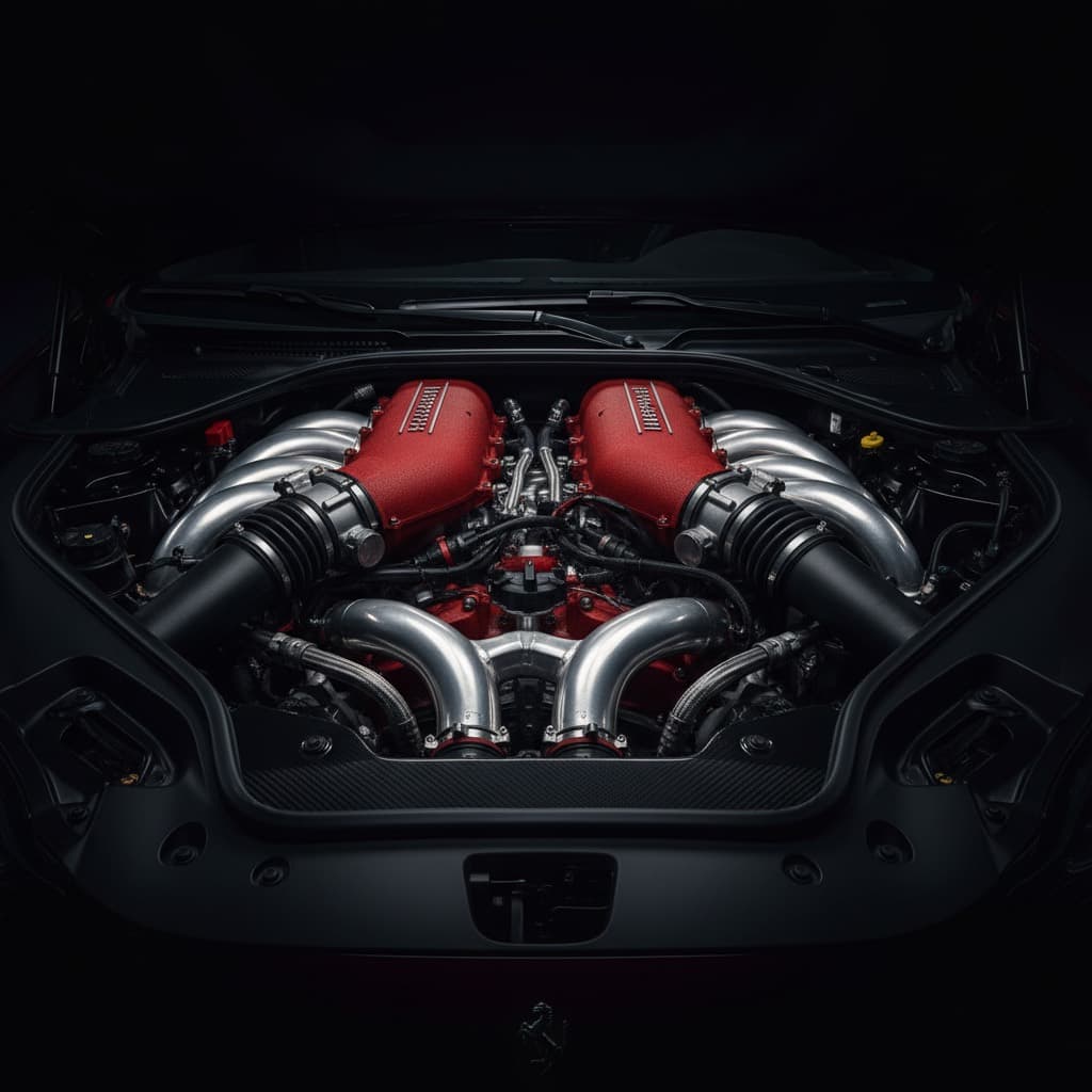 Motor del Ferrari 812 Superfast en Miami